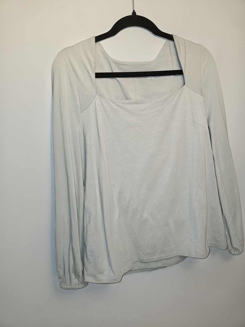 Soft Surroundings Square Neck Long Sleeve Top Size Medium Sage Mint Green Knit.